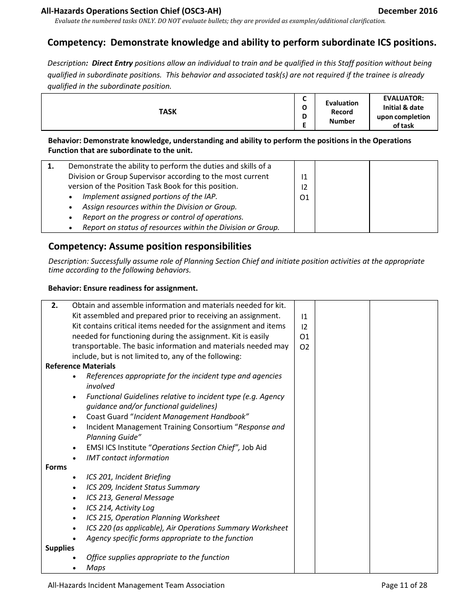 Task Book for the Position of Type 3 All-hazards Operations Section Chief (Osc3-ah) - Washington, Page 11