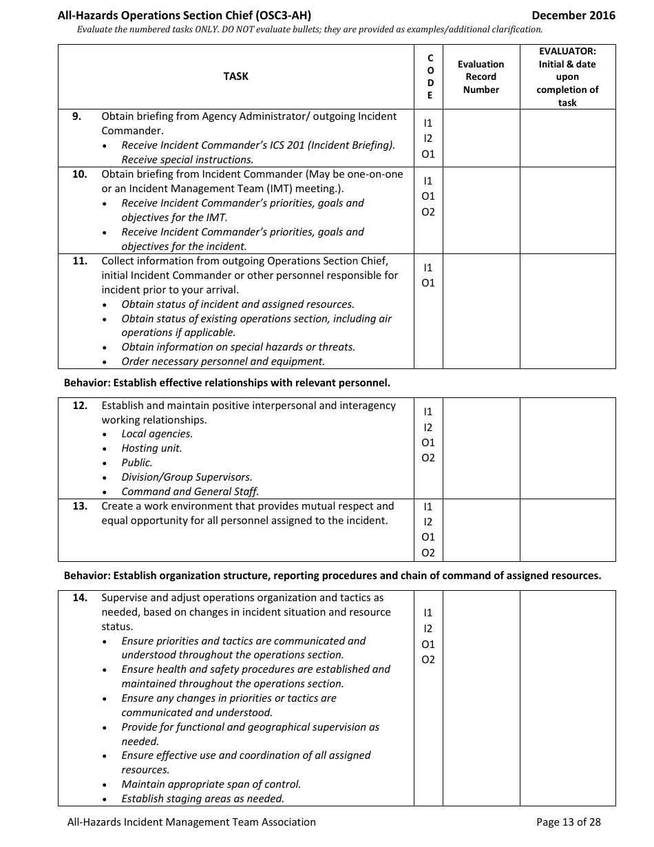 Task Book for the Position of Type 3 All-hazards Operations Section Chief (Osc3-ah) - Washington, Page 13
