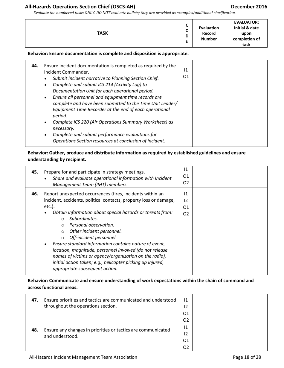 Task Book for the Position of Type 3 All-hazards Operations Section Chief (Osc3-ah) - Washington, Page 18