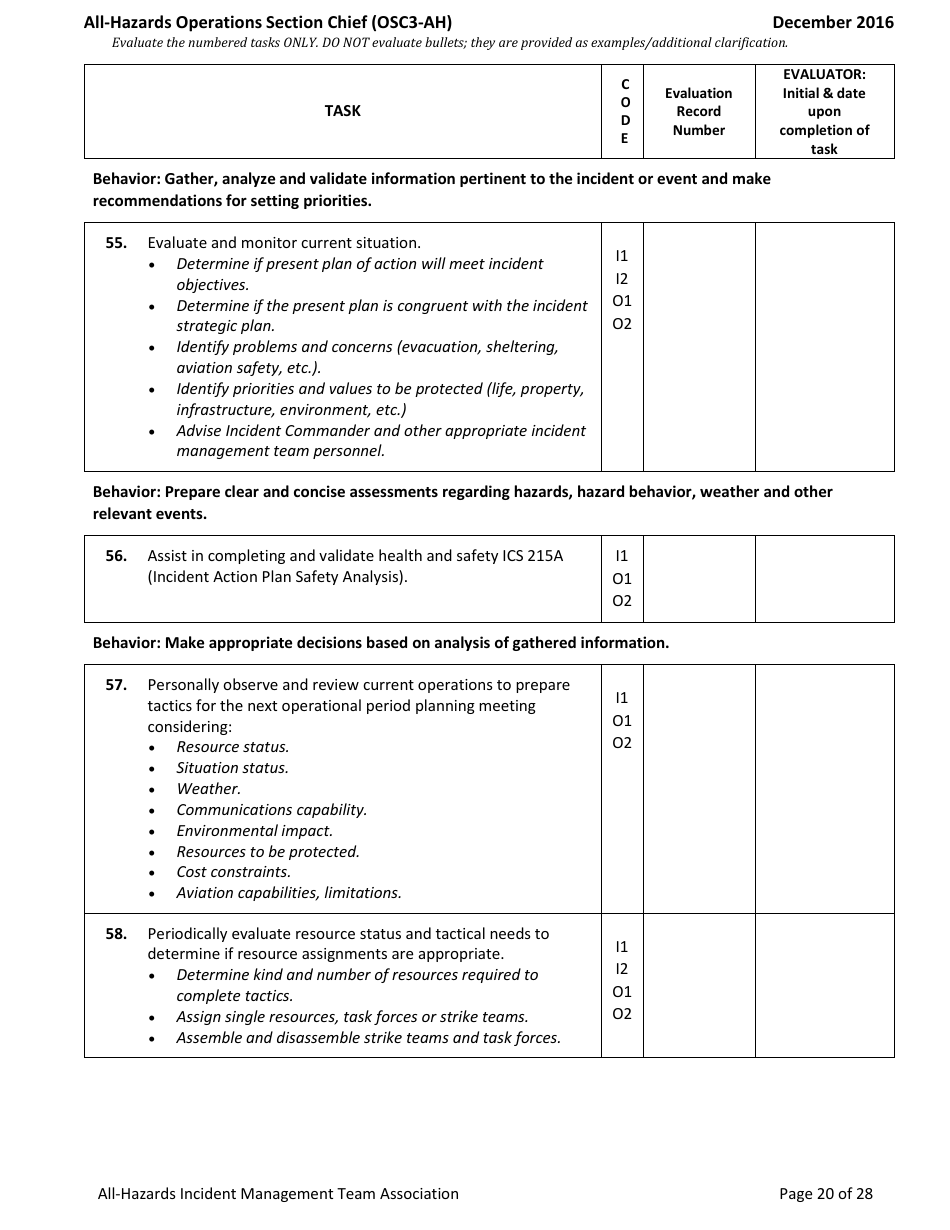 Task Book for the Position of Type 3 All-hazards Operations Section Chief (Osc3-ah) - Washington, Page 20