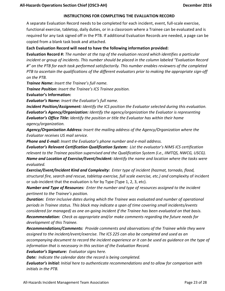 Task Book for the Position of Type 3 All-hazards Operations Section Chief (Osc3-ah) - Washington, Page 23