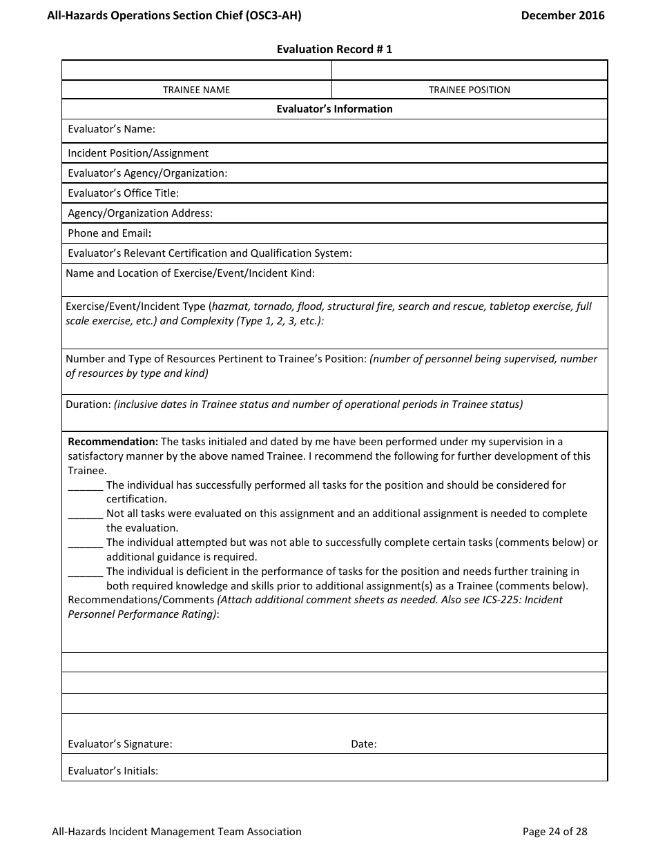 Task Book for the Position of Type 3 All-hazards Operations Section Chief (Osc3-ah) - Washington, Page 24