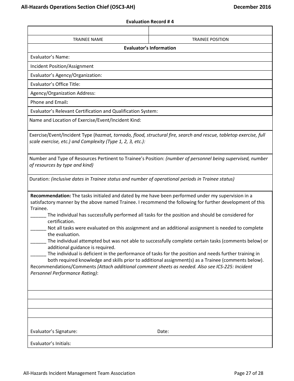 Task Book for the Position of Type 3 All-hazards Operations Section Chief (Osc3-ah) - Washington, Page 27