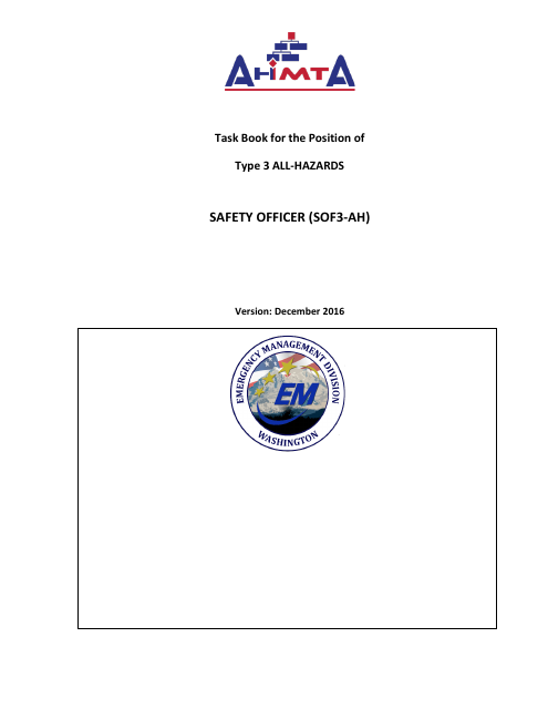 Form SOF3-AH Task Book for the Position of Type 3 All-hazards - Safety Officer - Washington