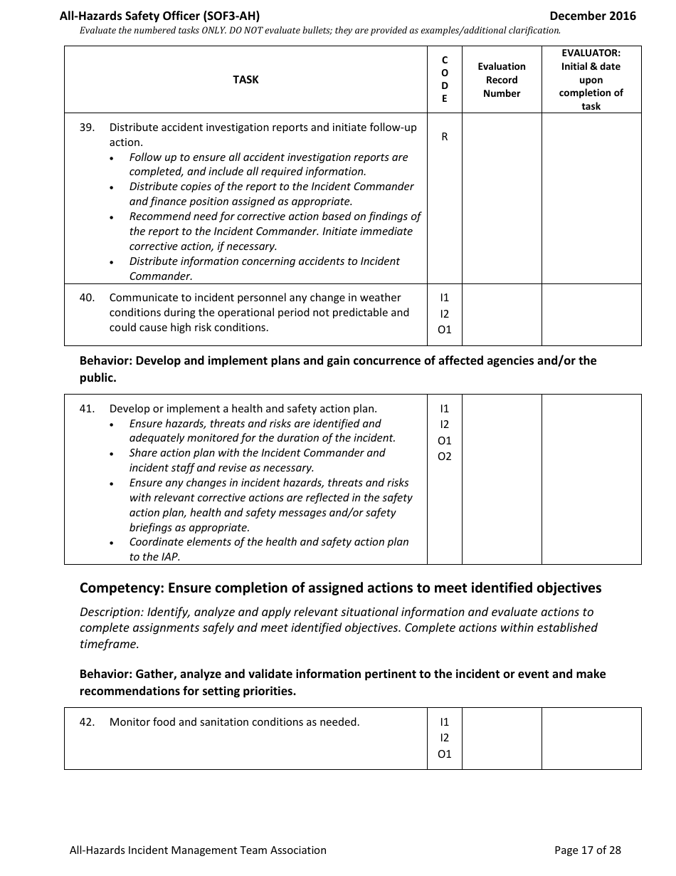 Form SOF3-AH Task Book for the Position of Type 3 All-hazards - Safety Officer - Washington, Page 17