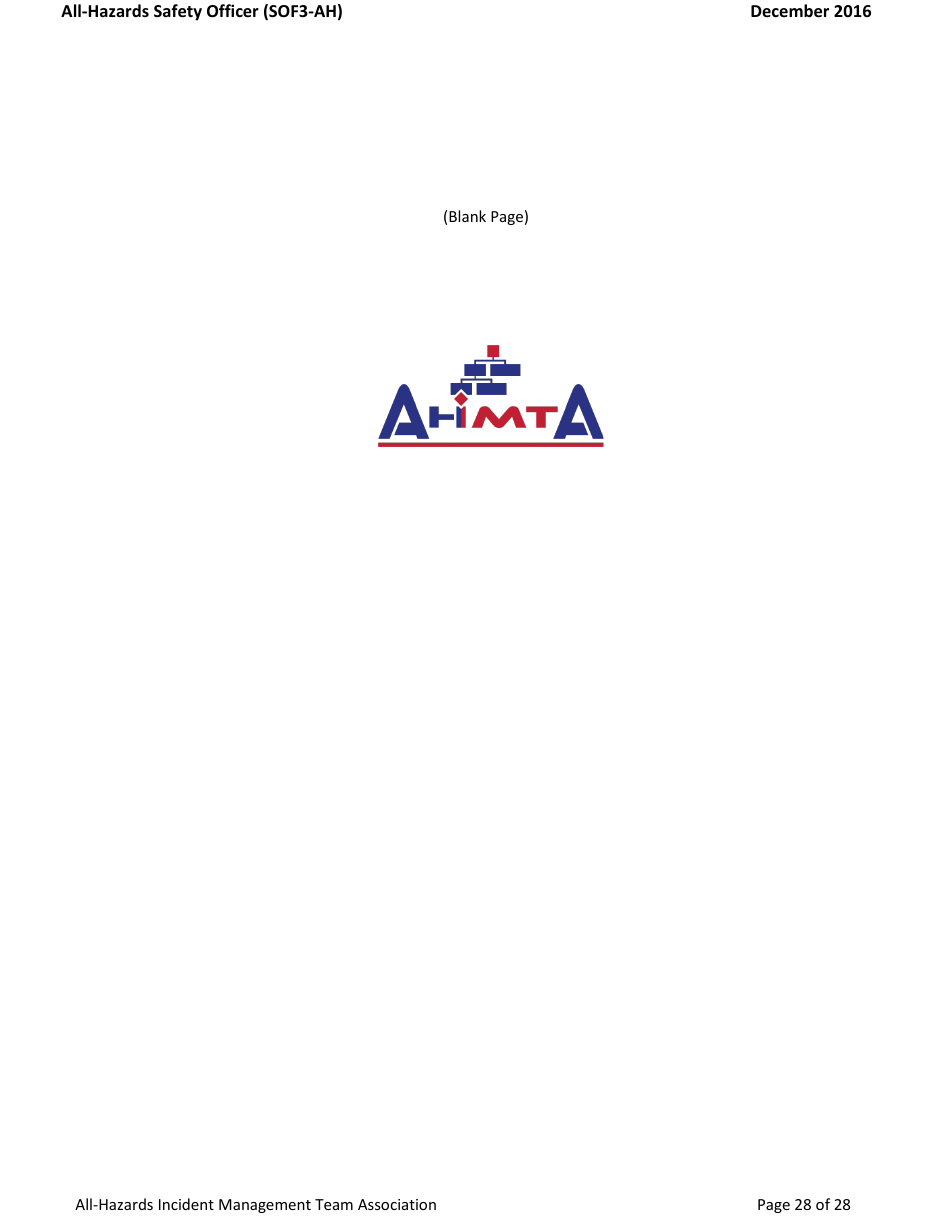 Form SOF3-AH Task Book for the Position of Type 3 All-hazards - Safety Officer - Washington, Page 28