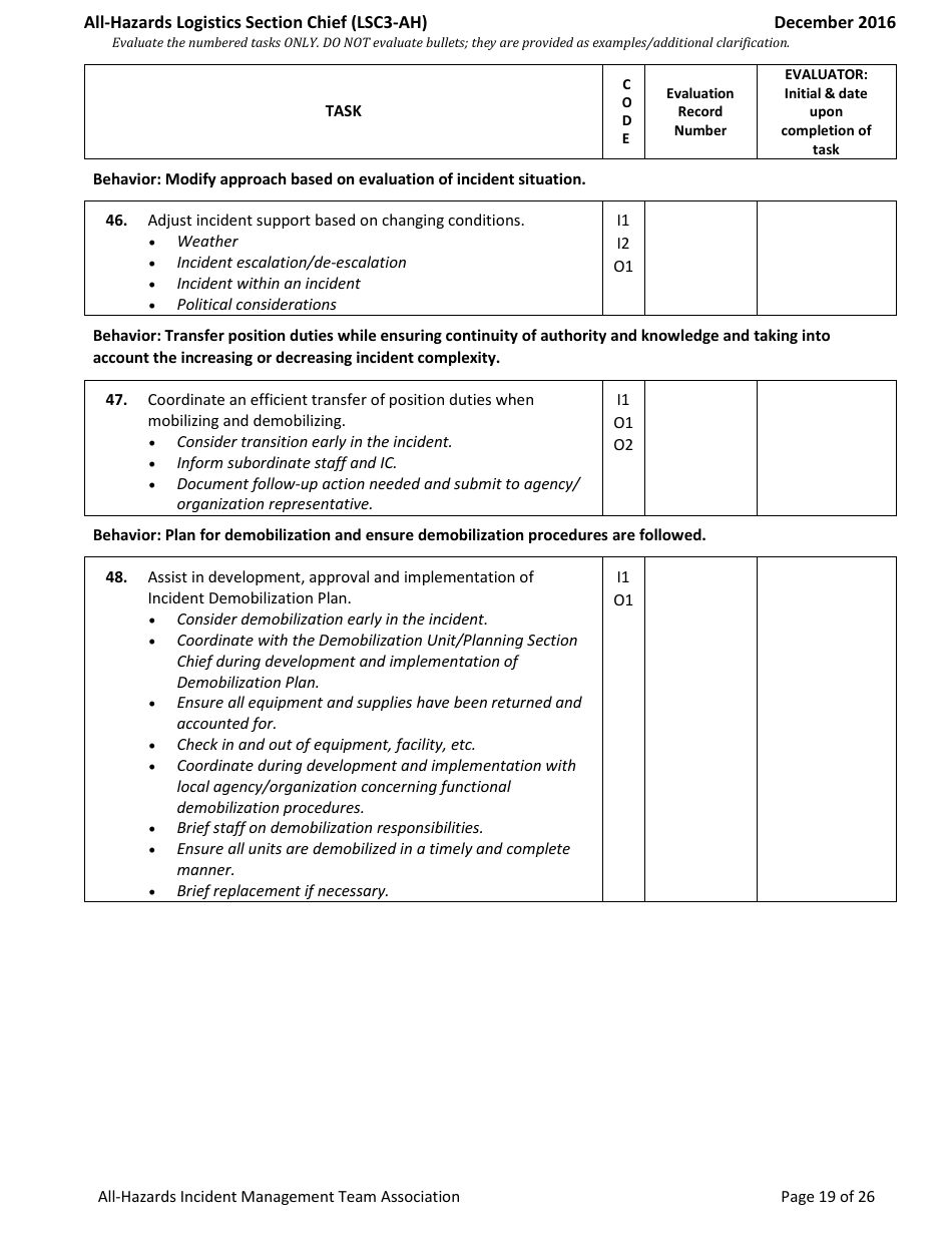 Task Book for the Position of Type 3 All-hazards Logistics Section Chief (Lsc3-ah) - Washington, Page 19