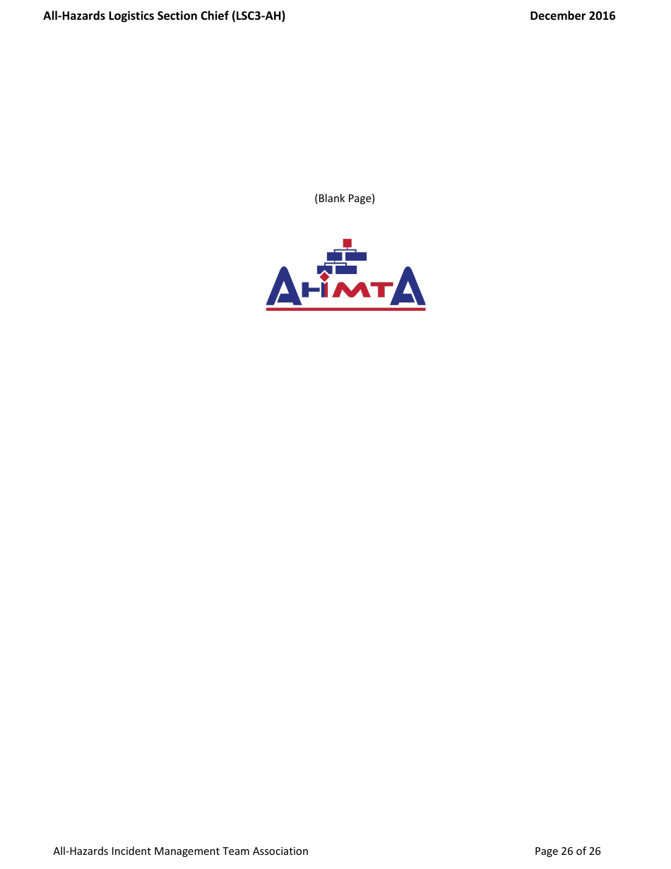 Task Book for the Position of Type 3 All-hazards Logistics Section Chief (Lsc3-ah) - Washington, Page 26