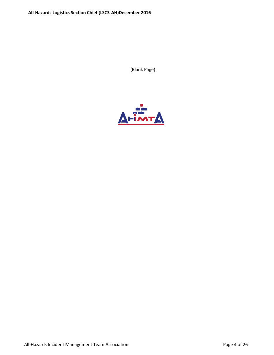 Task Book for the Position of Type 3 All-hazards Logistics Section Chief (Lsc3-ah) - Washington, Page 4