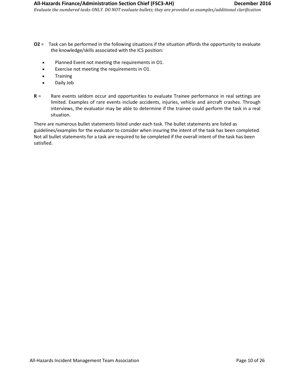 Task Book for the Position of Type 3 All-hazards Finance / Administration Section Chief (Fsc3-ah) - Washington, Page 10