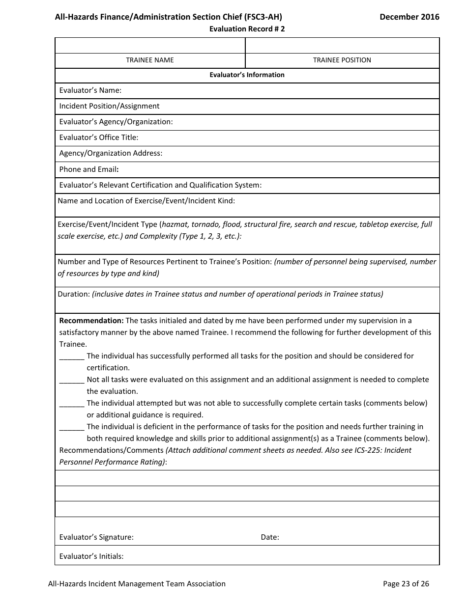 Task Book for the Position of Type 3 All-hazards Finance / Administration Section Chief (Fsc3-ah) - Washington, Page 23