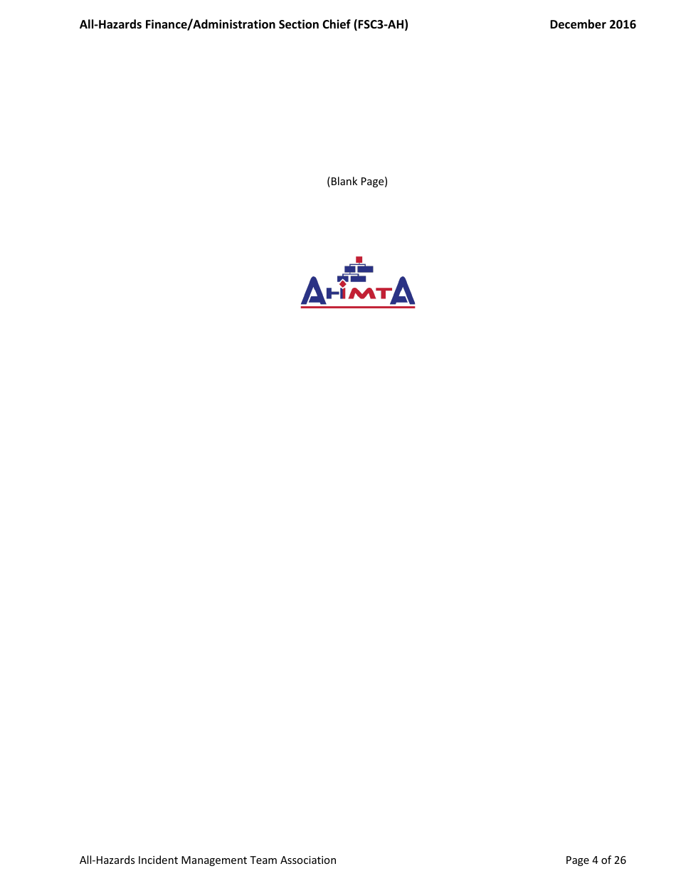 Task Book for the Position of Type 3 All-hazards Finance / Administration Section Chief (Fsc3-ah) - Washington, Page 4