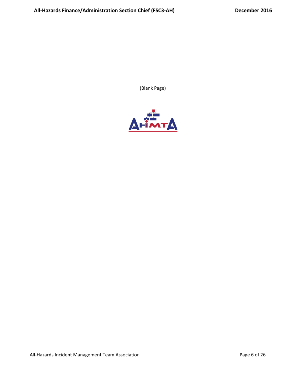 Task Book for the Position of Type 3 All-hazards Finance / Administration Section Chief (Fsc3-ah) - Washington, Page 6