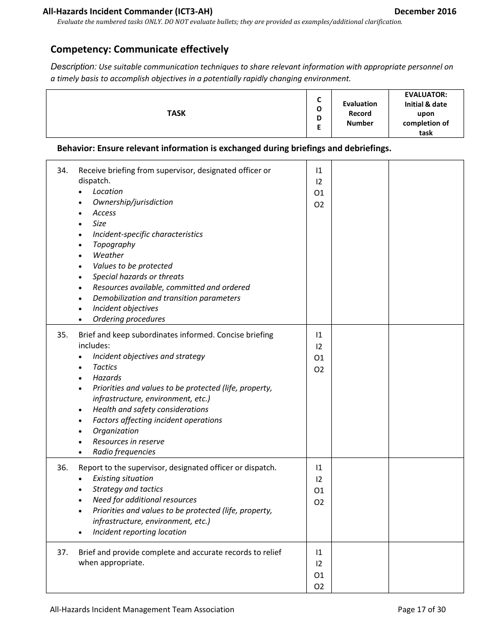 Task Book for the Position of Type 3 All-hazards Incident Commander (Ict3-ah) - Washington, Page 17