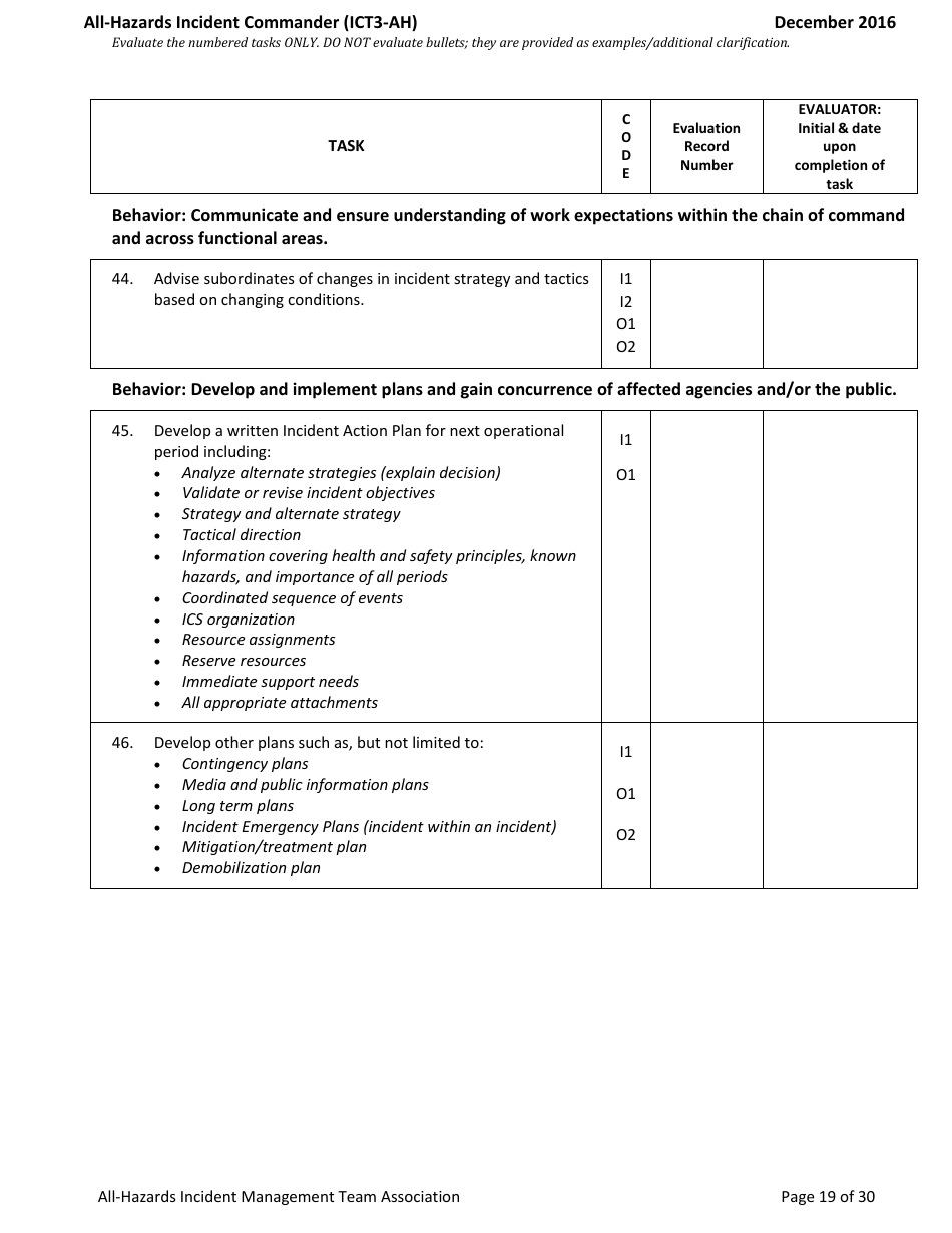 Task Book for the Position of Type 3 All-hazards Incident Commander (Ict3-ah) - Washington, Page 19