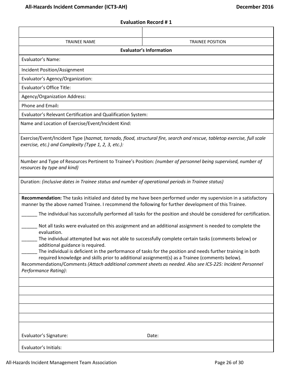 Task Book for the Position of Type 3 All-hazards Incident Commander (Ict3-ah) - Washington, Page 26