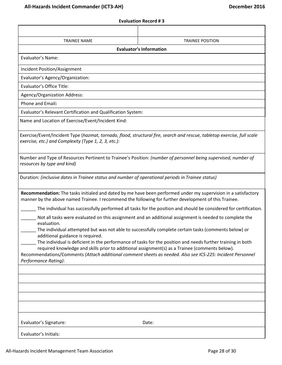 Task Book for the Position of Type 3 All-hazards Incident Commander (Ict3-ah) - Washington, Page 28