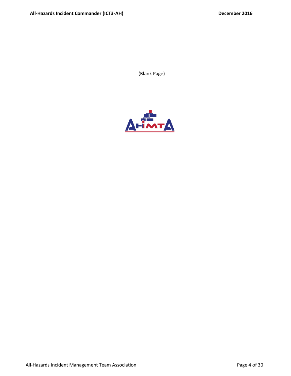 Task Book for the Position of Type 3 All-hazards Incident Commander (Ict3-ah) - Washington, Page 4