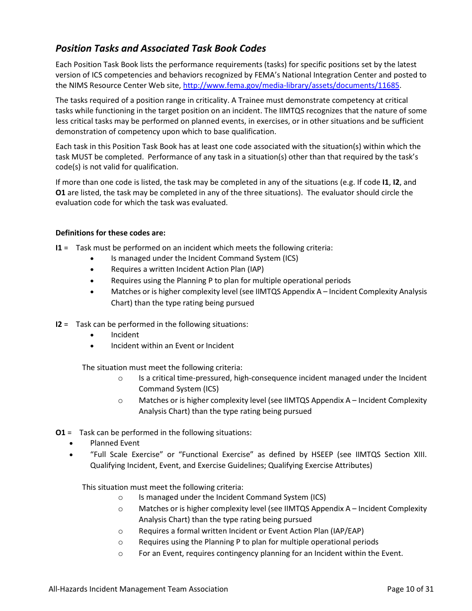 Task Book for the Position of Type 3 All-hazards Planning Section Chief (Psc3-ah) - Washington, Page 10