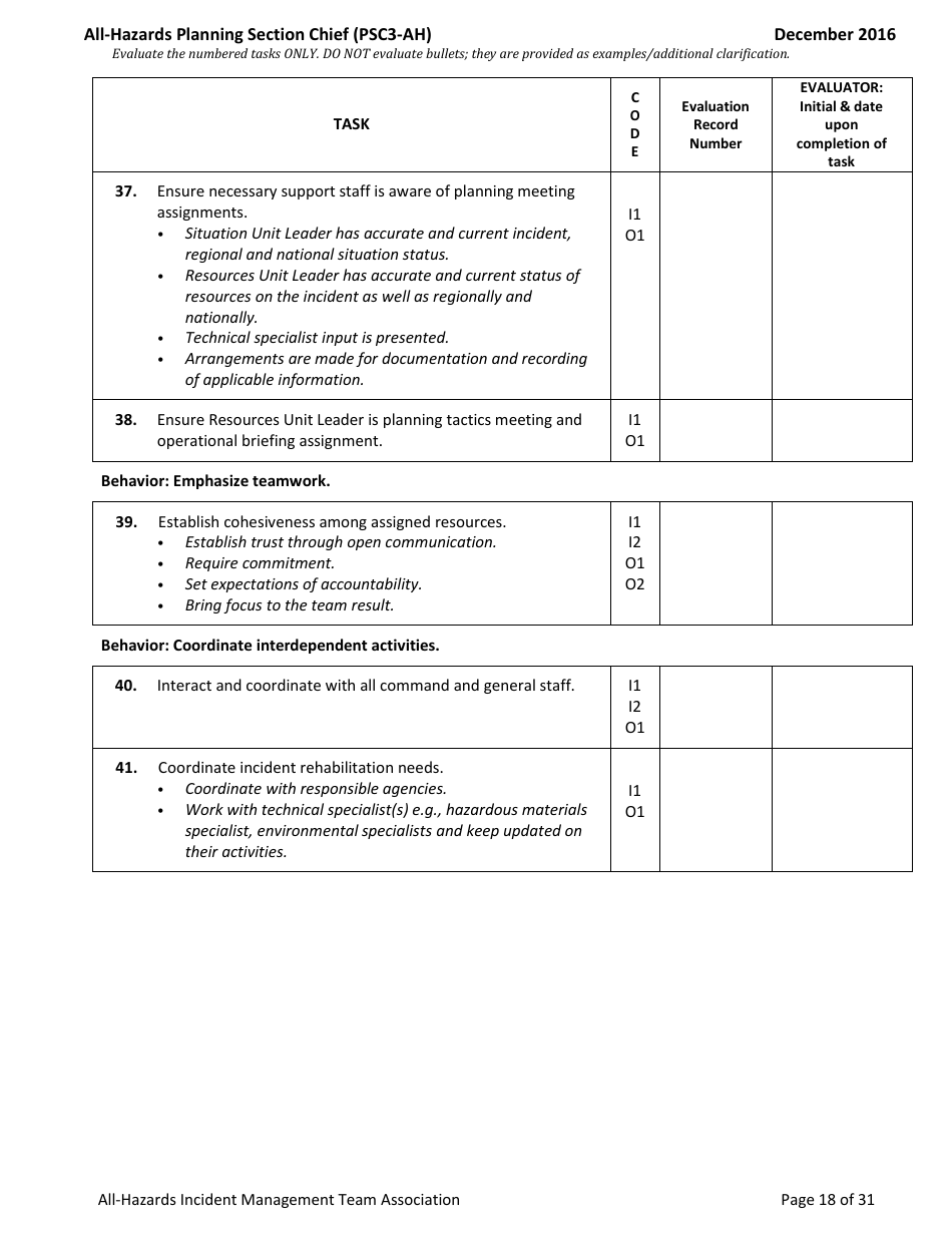 Task Book for the Position of Type 3 All-hazards Planning Section Chief (Psc3-ah) - Washington, Page 18