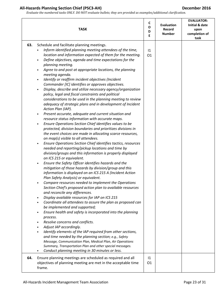 Task Book for the Position of Type 3 All-hazards Planning Section Chief (Psc3-ah) - Washington, Page 23