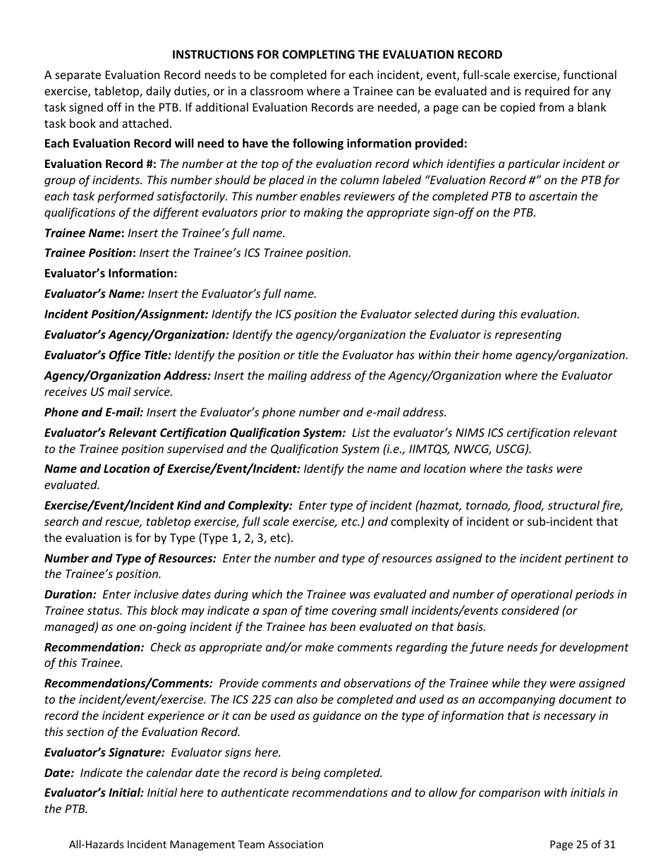 Task Book for the Position of Type 3 All-hazards Planning Section Chief (Psc3-ah) - Washington, Page 25