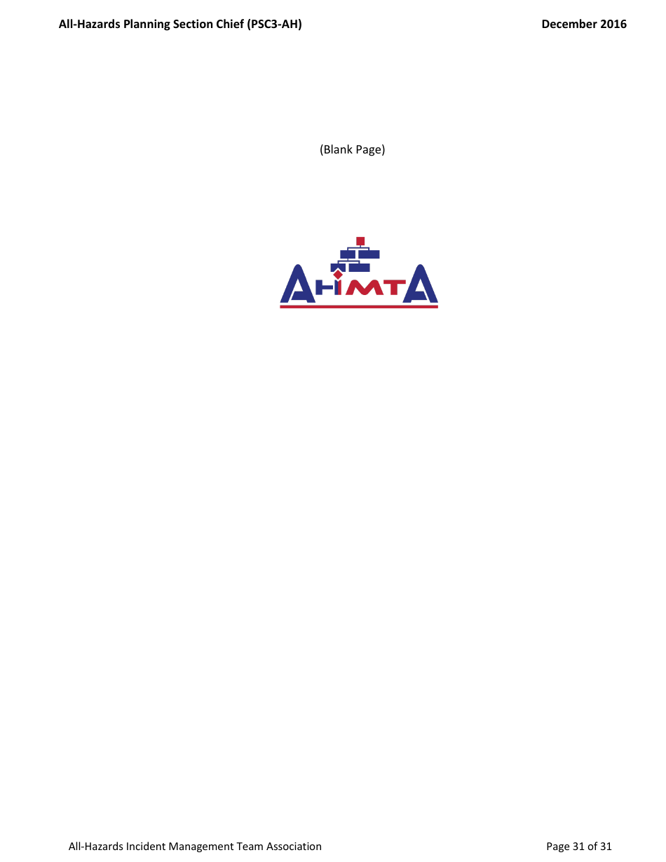 Task Book for the Position of Type 3 All-hazards Planning Section Chief (Psc3-ah) - Washington, Page 31
