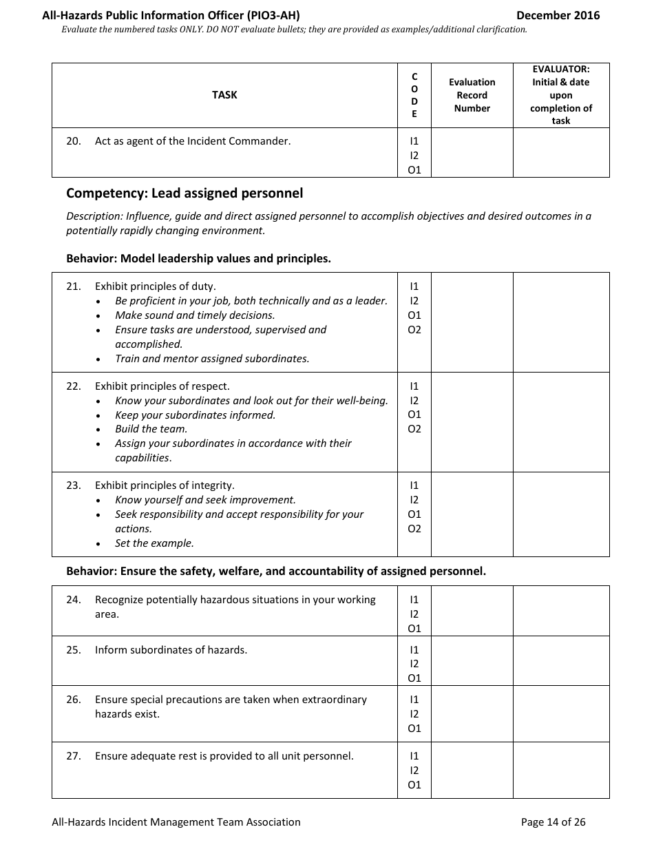 Task Book for the Position of Type 3 All-hazards Public Information Officer (Pio3-ah) - Washington, Page 14
