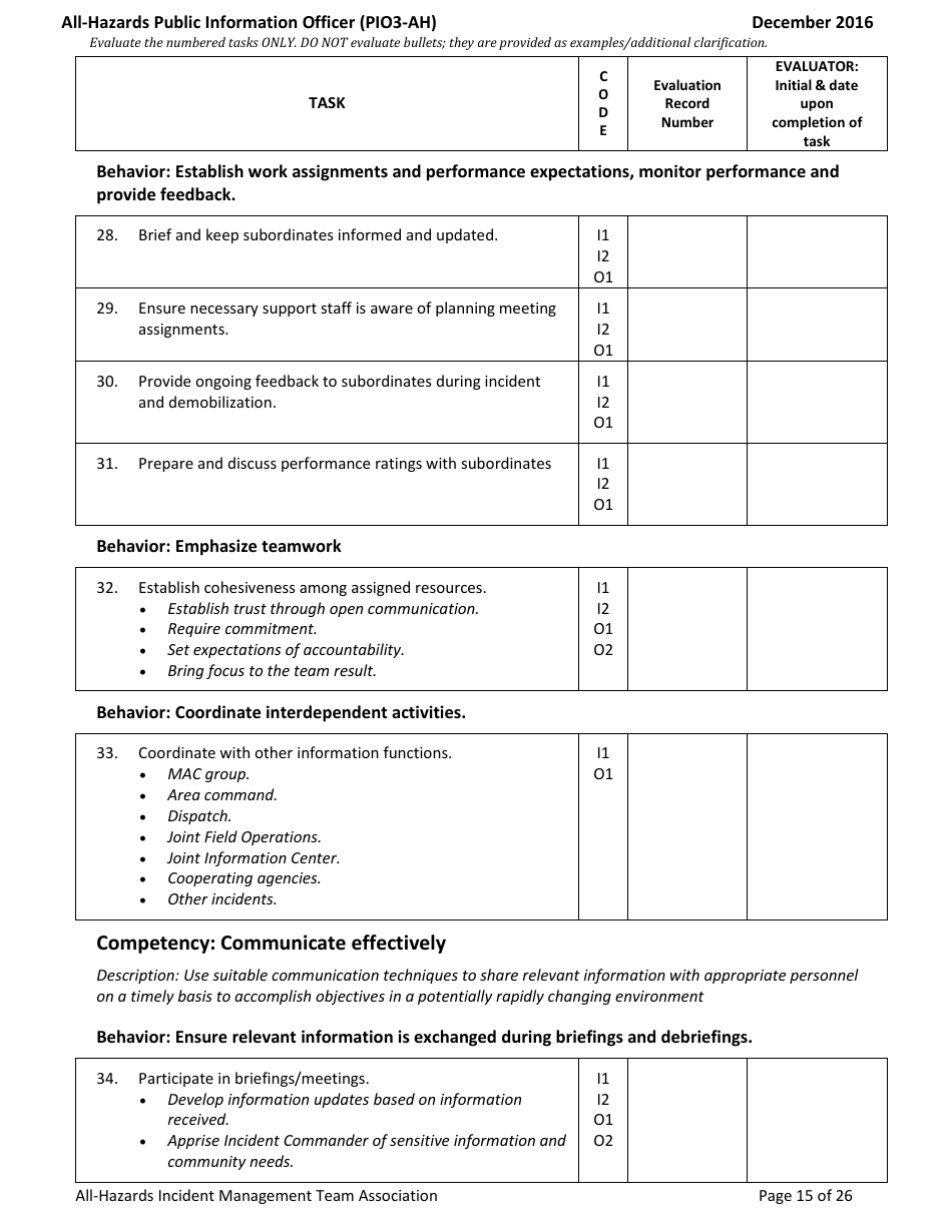 Task Book for the Position of Type 3 All-hazards Public Information Officer (Pio3-ah) - Washington, Page 15