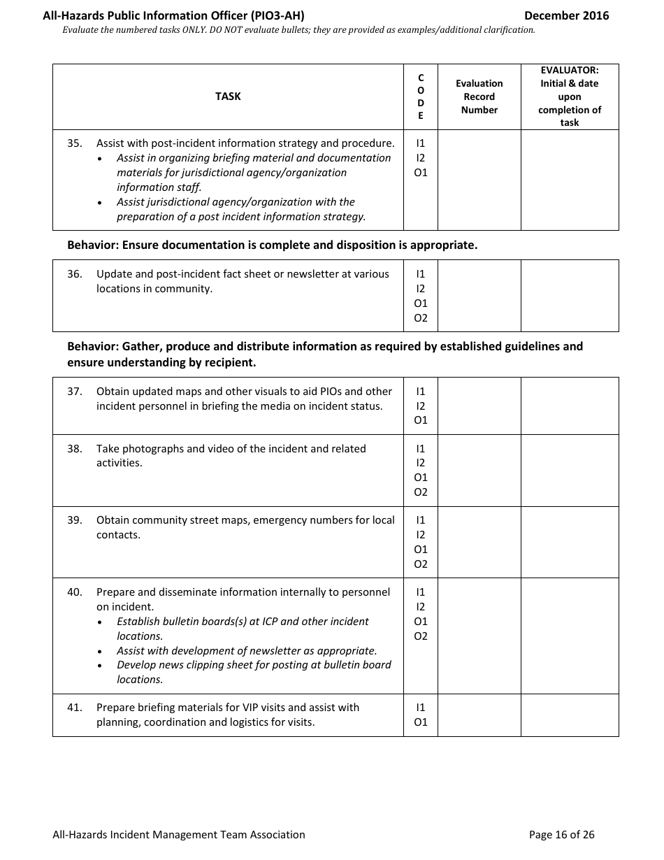 Task Book for the Position of Type 3 All-hazards Public Information Officer (Pio3-ah) - Washington, Page 16