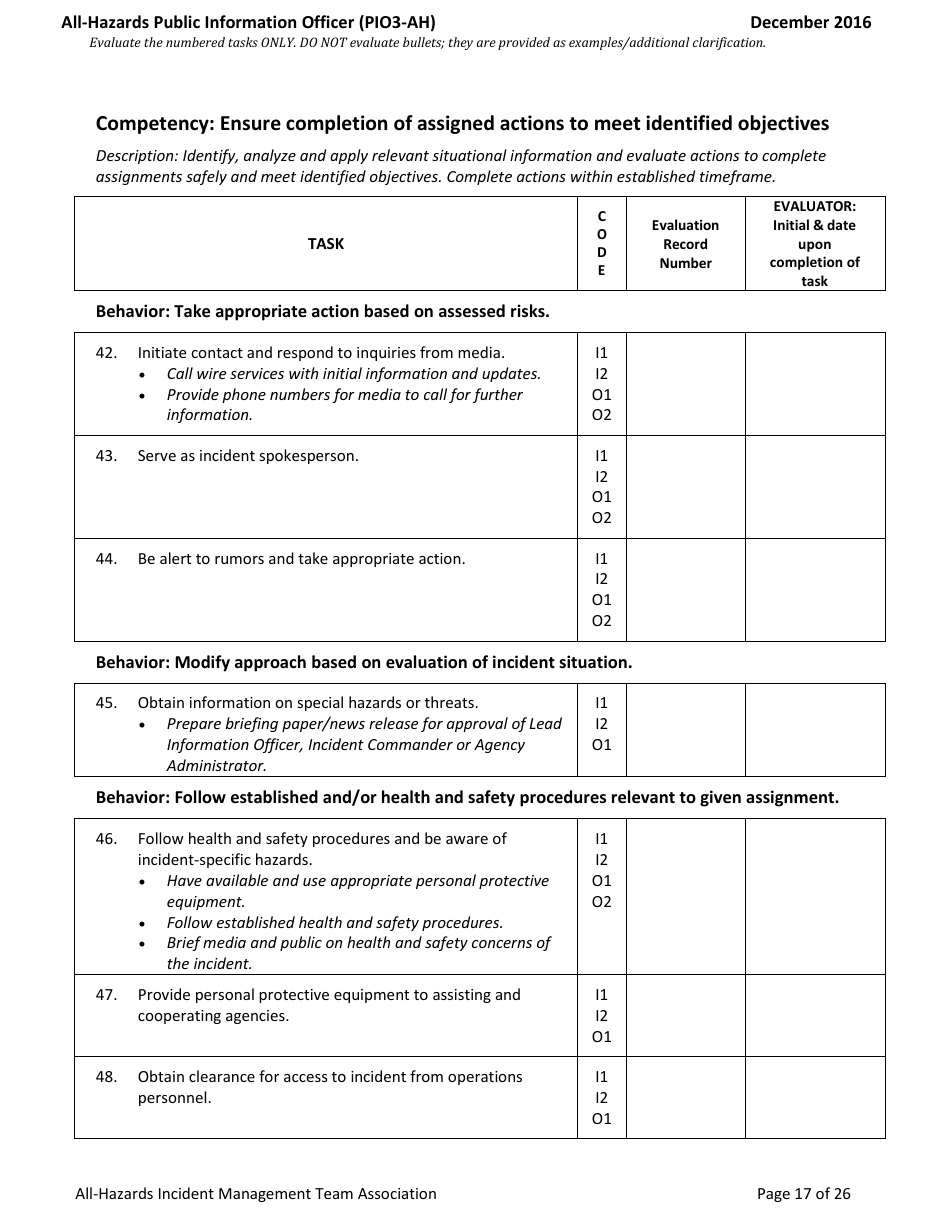 Task Book for the Position of Type 3 All-hazards Public Information Officer (Pio3-ah) - Washington, Page 17