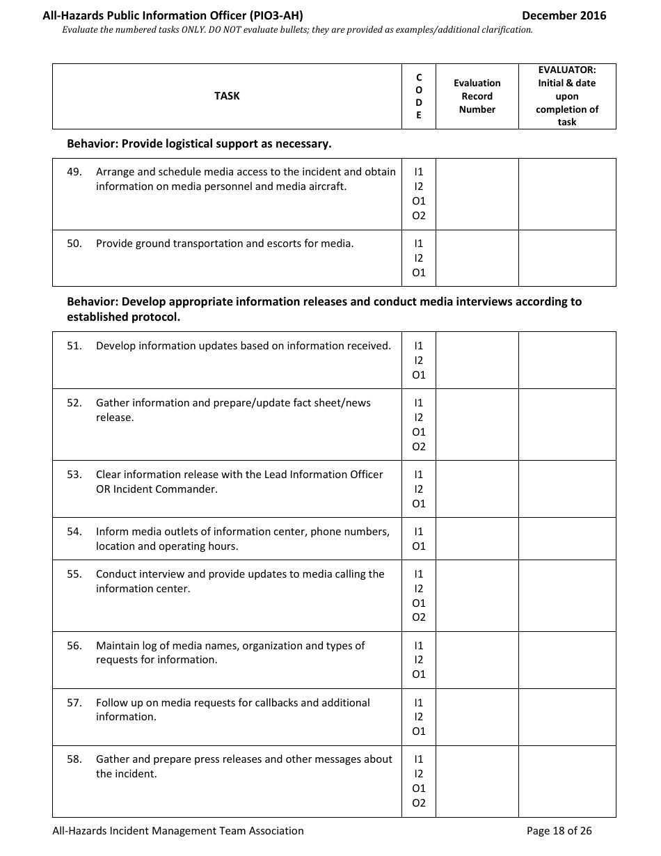 Task Book for the Position of Type 3 All-hazards Public Information Officer (Pio3-ah) - Washington, Page 18