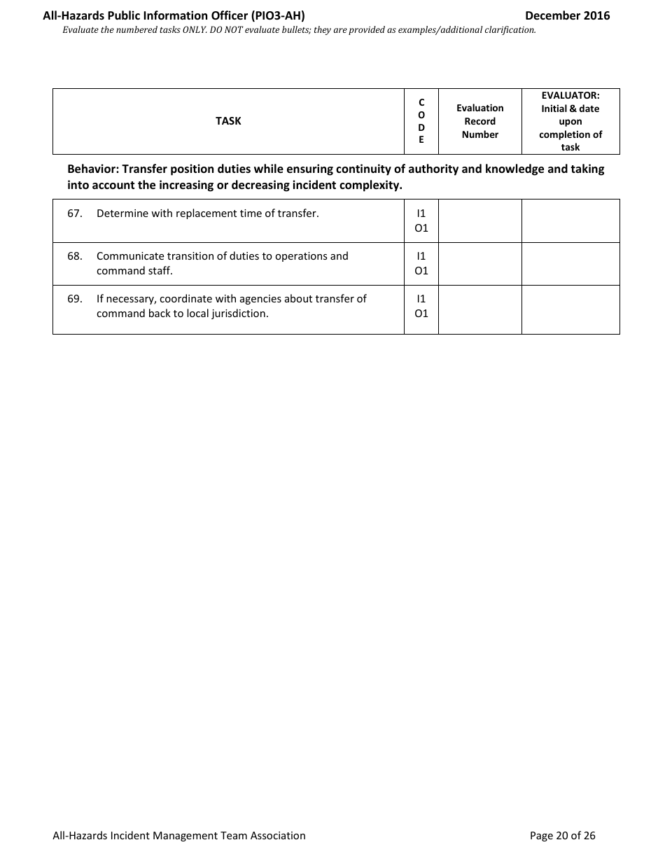 Task Book for the Position of Type 3 All-hazards Public Information Officer (Pio3-ah) - Washington, Page 20