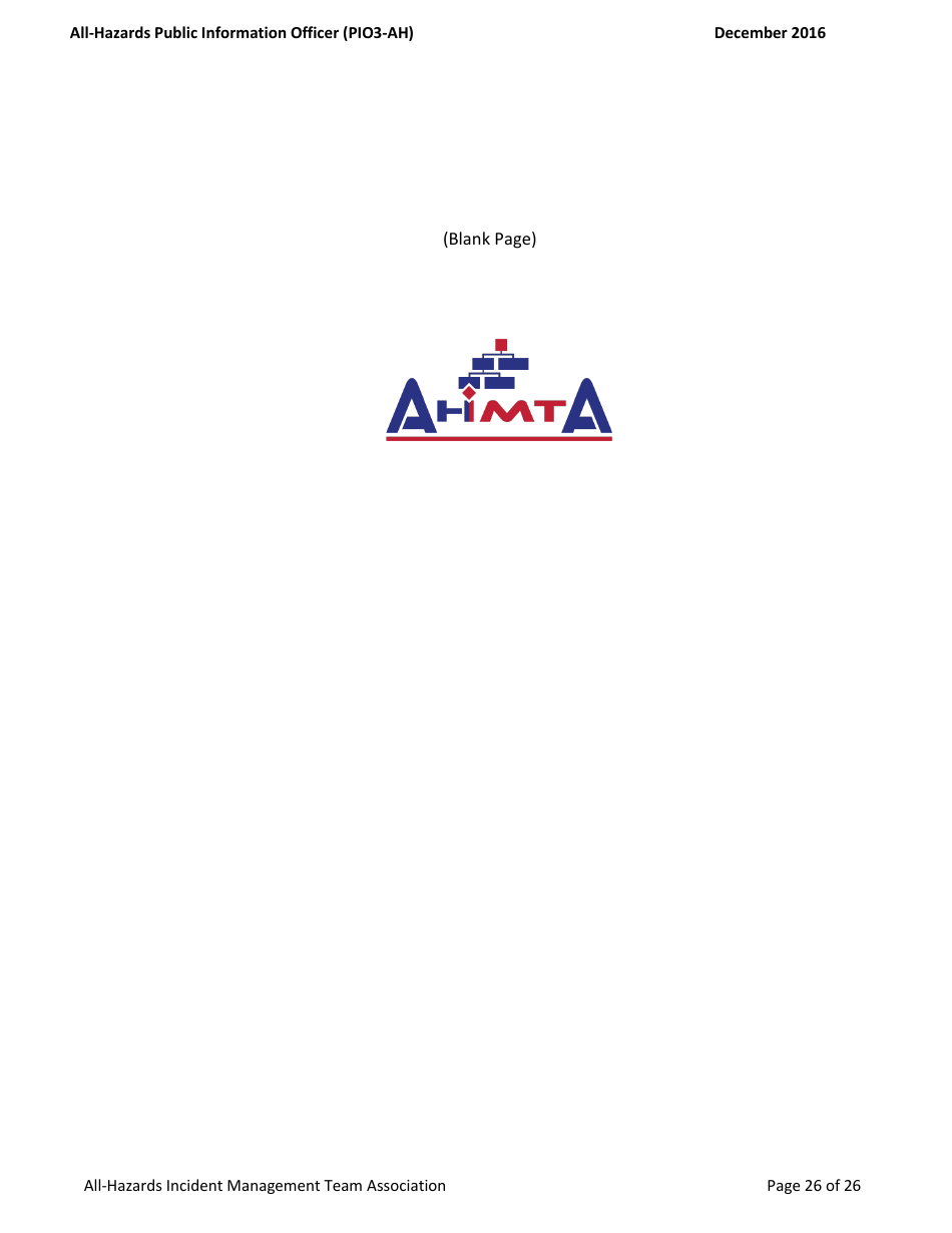 Task Book for the Position of Type 3 All-hazards Public Information Officer (Pio3-ah) - Washington, Page 26