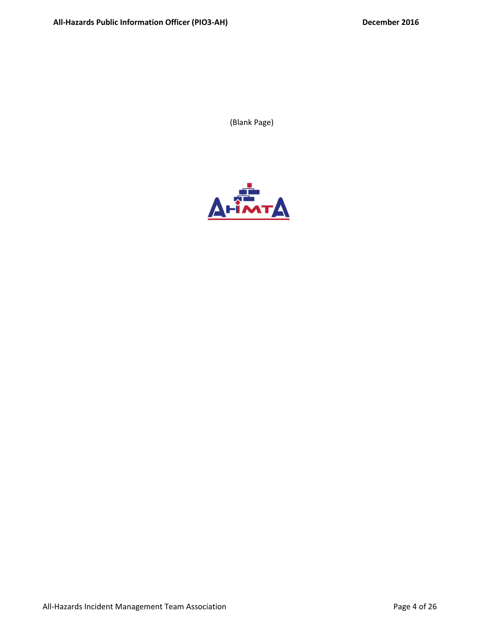 Task Book for the Position of Type 3 All-hazards Public Information Officer (Pio3-ah) - Washington, Page 4