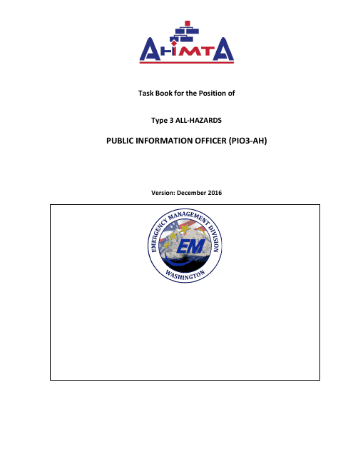 Task Book for the Position of Type 3 All-hazards Public Information Officer (Pio3-ah) - Washington Download Pdf