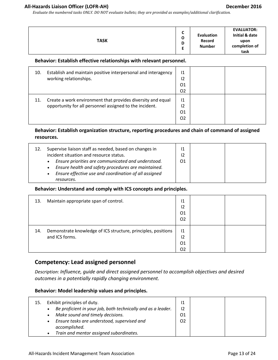 Task Book for the Position of All-hazards Liaison Officer (Lofr-Ah) - Washington, Page 13