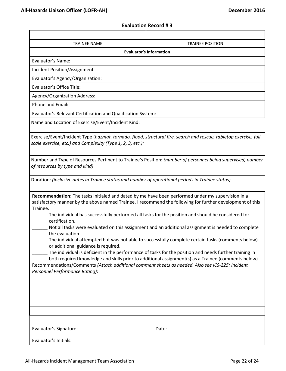 Task Book for the Position of All-hazards Liaison Officer (Lofr-Ah) - Washington, Page 22