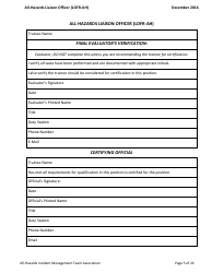 Task Book for the Position of All-hazards Liaison Officer (Lofr-Ah) - Washington, Page 5