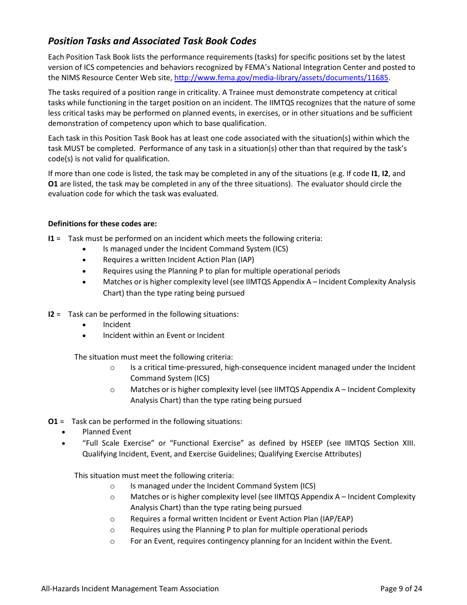 Task Book for the Position of All-hazards Liaison Officer (Lofr-Ah) - Washington, Page 9
