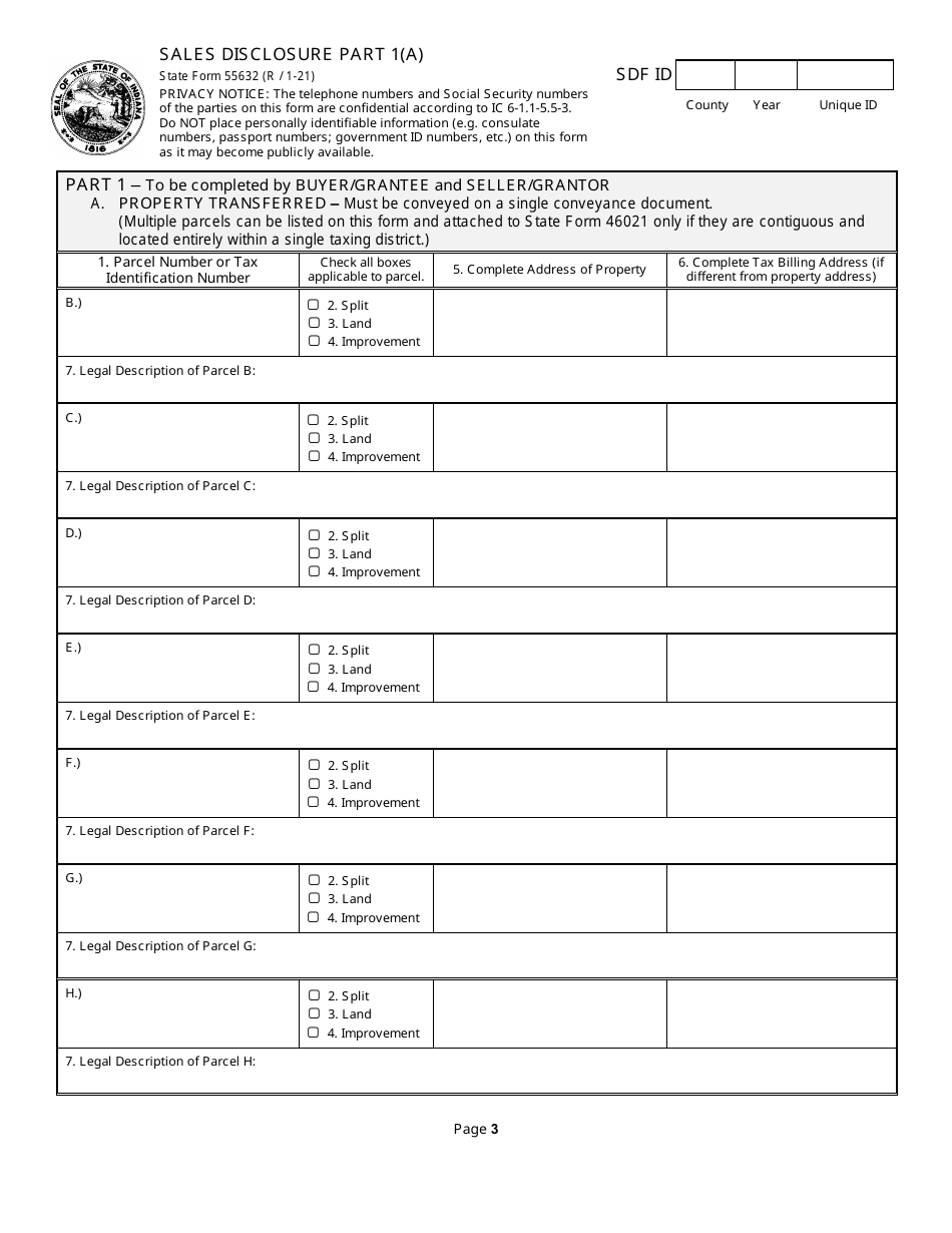 State Form 57017 Addendum Sales Disclosure Form - Agricultural or Residential Property - Indiana, Page 3