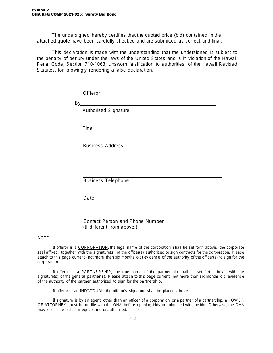 Exhibit 2 Surety Bid Bond - Hawaii, Page 3