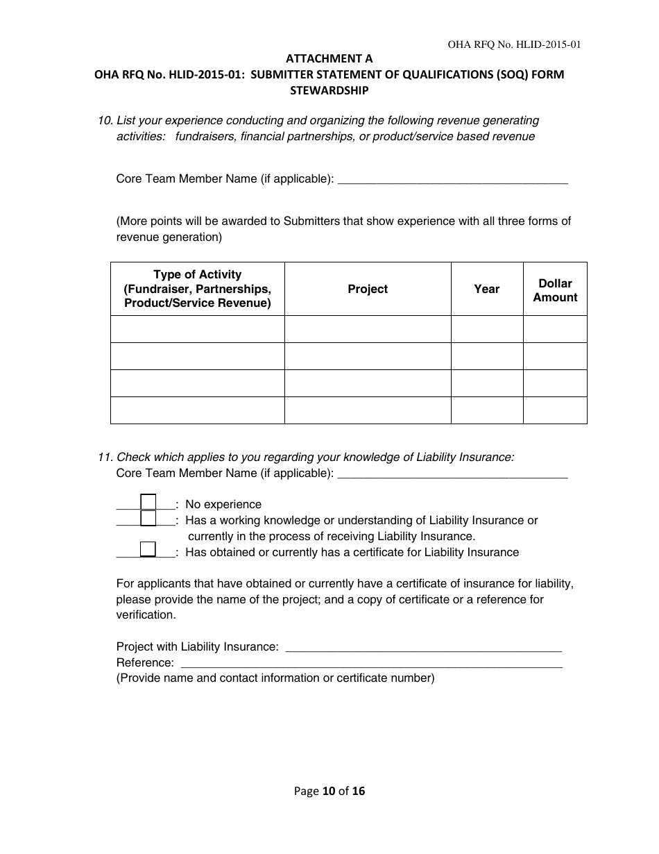 Attachment A Submitter Statement of Qualifications (Soq) Form Stewardship - Hawaii, Page 10