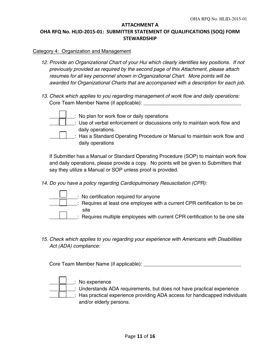 Attachment A Submitter Statement of Qualifications (Soq) Form Stewardship - Hawaii, Page 11