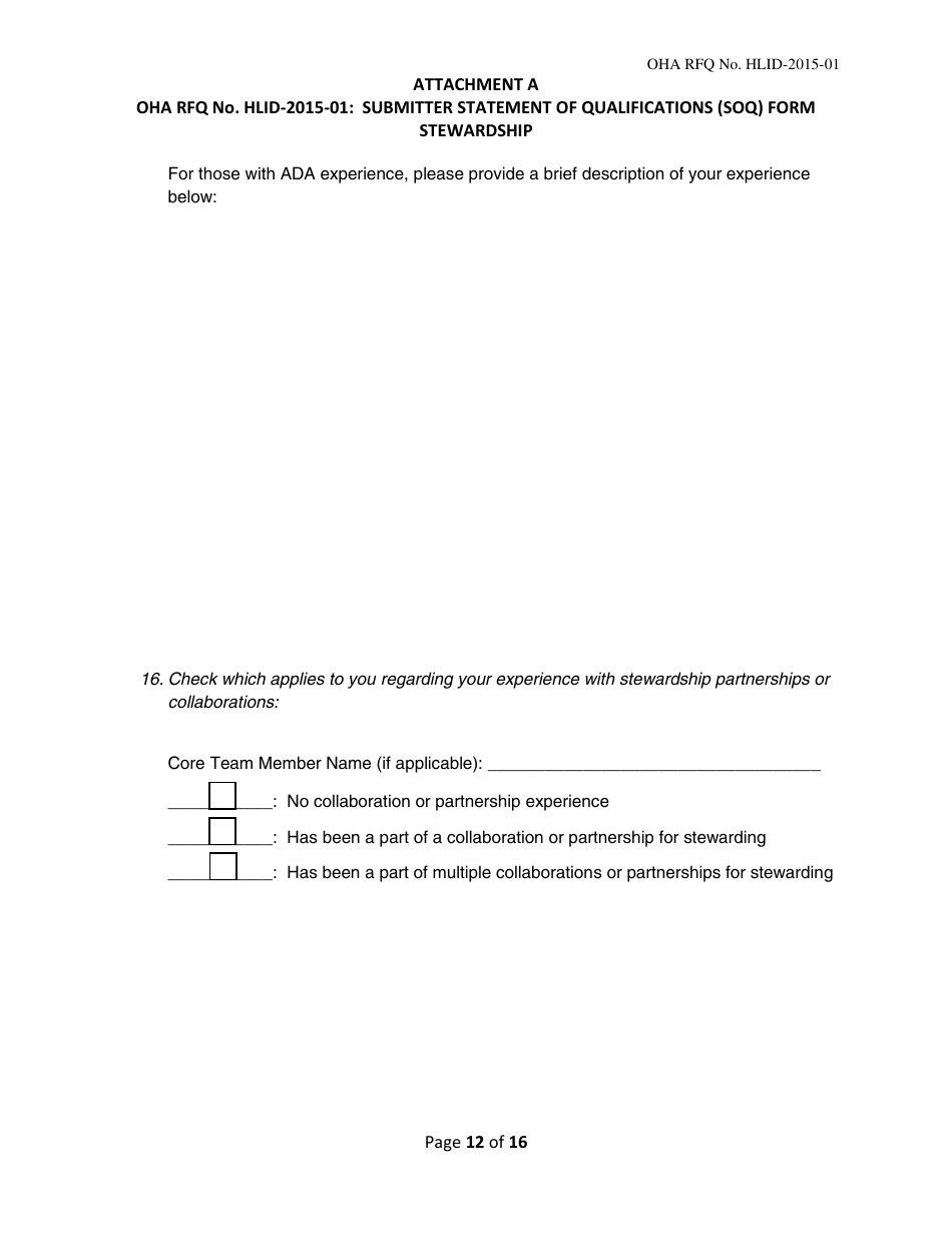 Attachment A Submitter Statement of Qualifications (Soq) Form Stewardship - Hawaii, Page 12