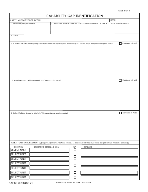 Form 1AF42  Printable Pdf