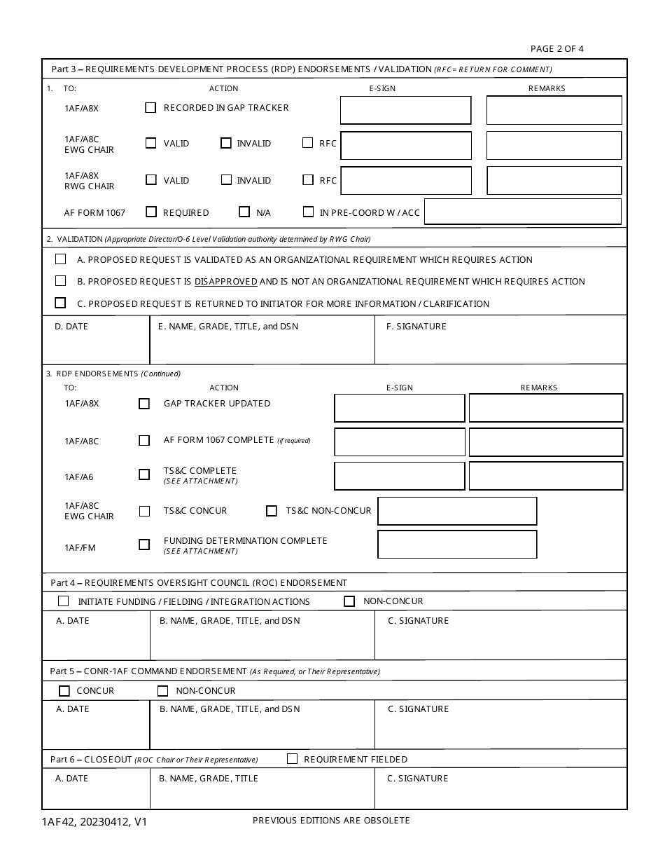 Form 1AF42 - Fill Out, Sign Online and Download Fillable PDF ...