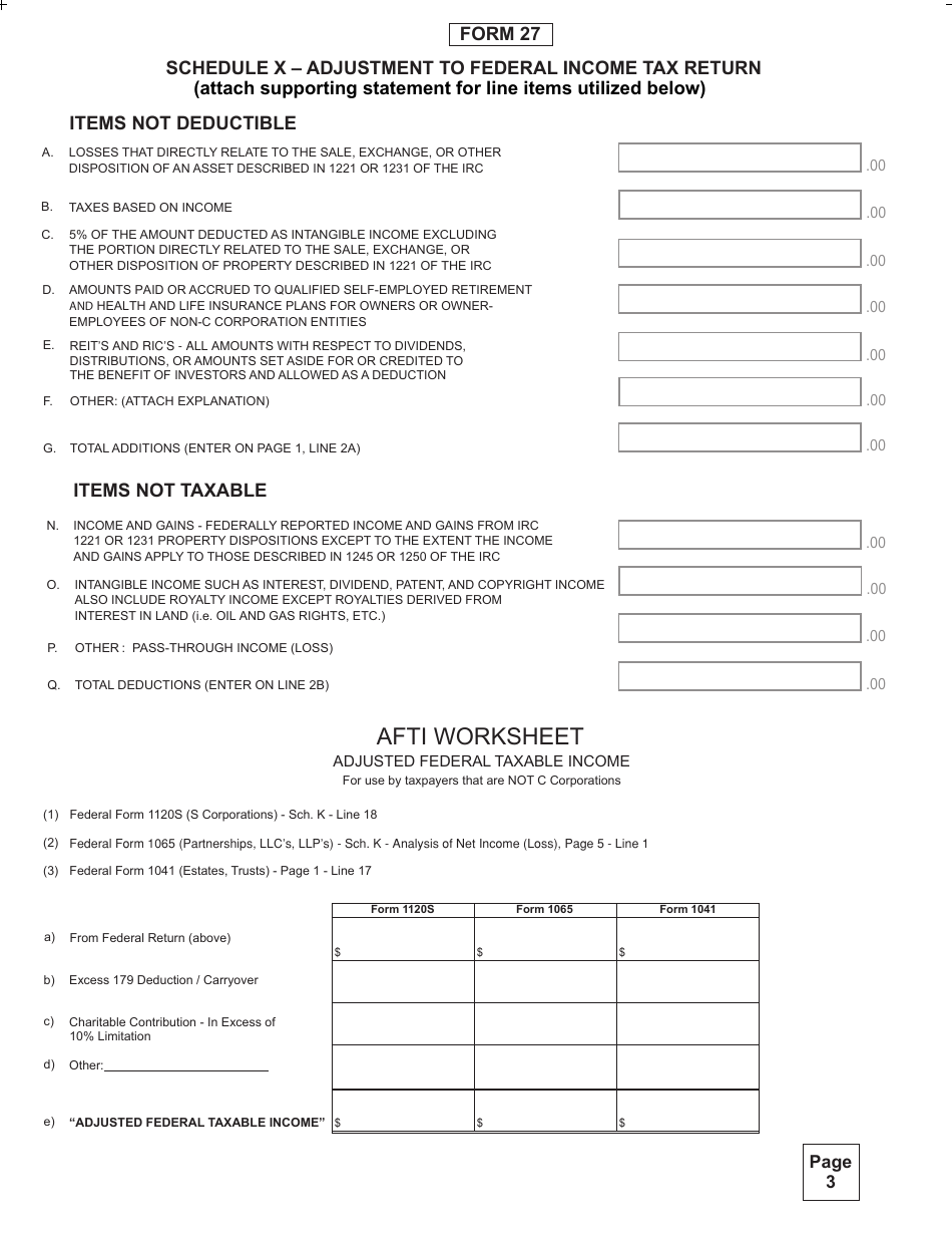 Form 27 Rita Net Profit Tax Return - Ohio, Page 3