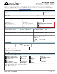 Document preview: Form HLTH1622-8109 Assisted Living Registrar Reportable Incident Report - British Columbia, Canada