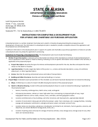 Document preview: Development Plan for a Public and Charitable Use Purchase Application - Alaska